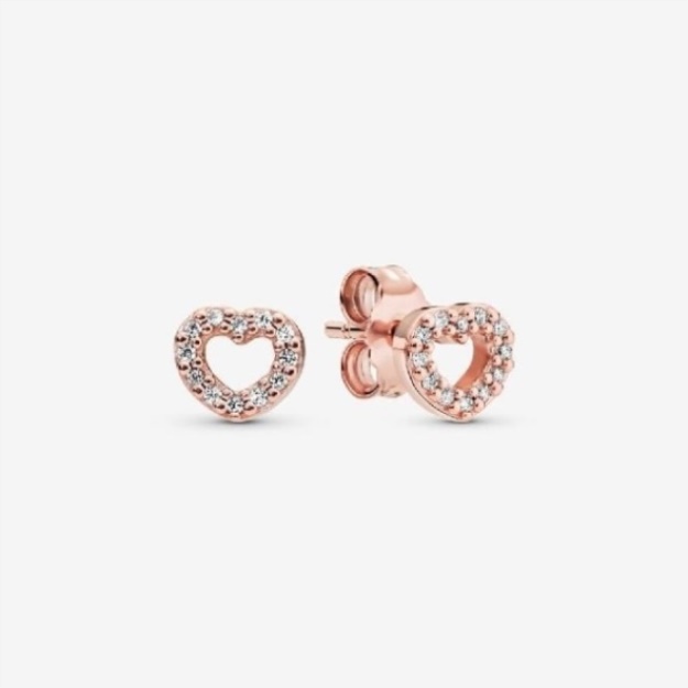 Rose Open Heart Stud Earrings Pandora