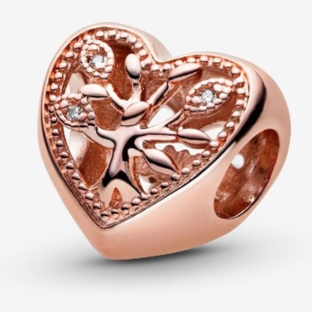 Rose Openwork Family Tree Heart Charms Pandora