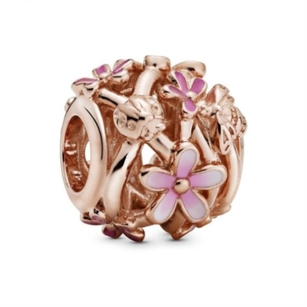 Rose Openwork Pink Daisy Charms Pandora
