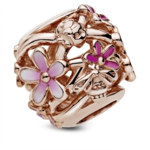Rose Openwork Pink Daisy Charms Pandora