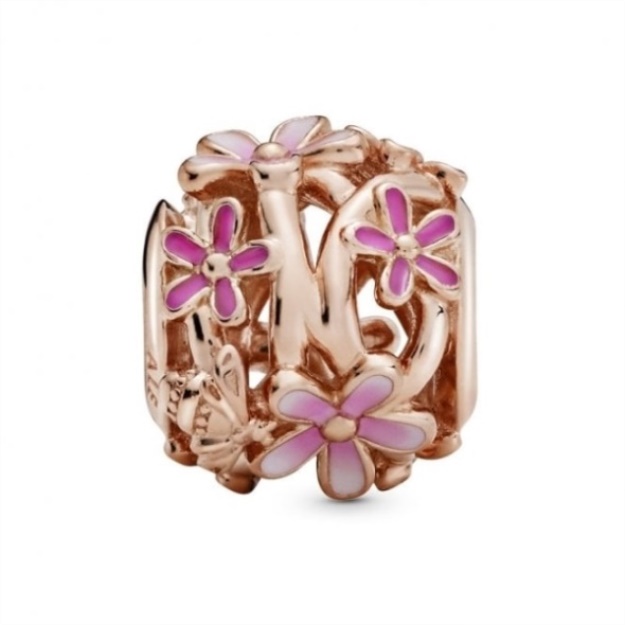 Rose Openwork Pink Daisy Charms Pandora