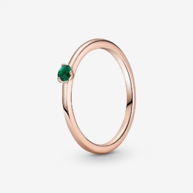 Rose Pandora Green Solitaire Ring