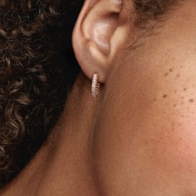 Rose Pave Heart Hoop Earrings Pandora
