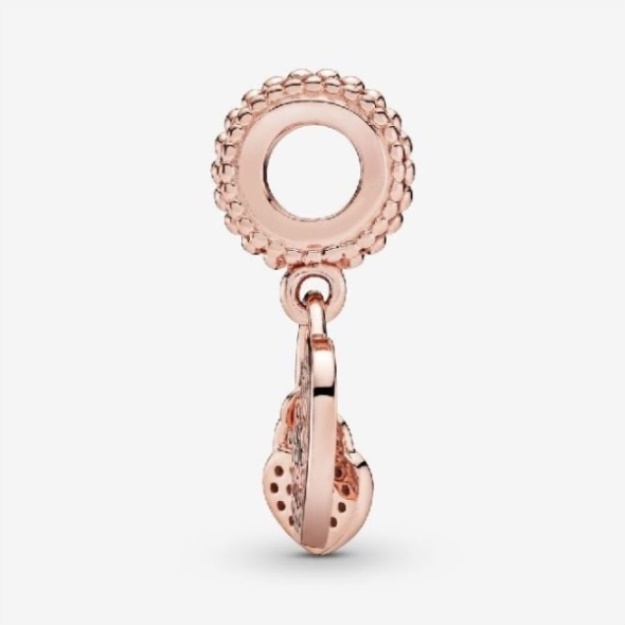 Rose Pave Heart Padlocks Dangle Charms Pandora