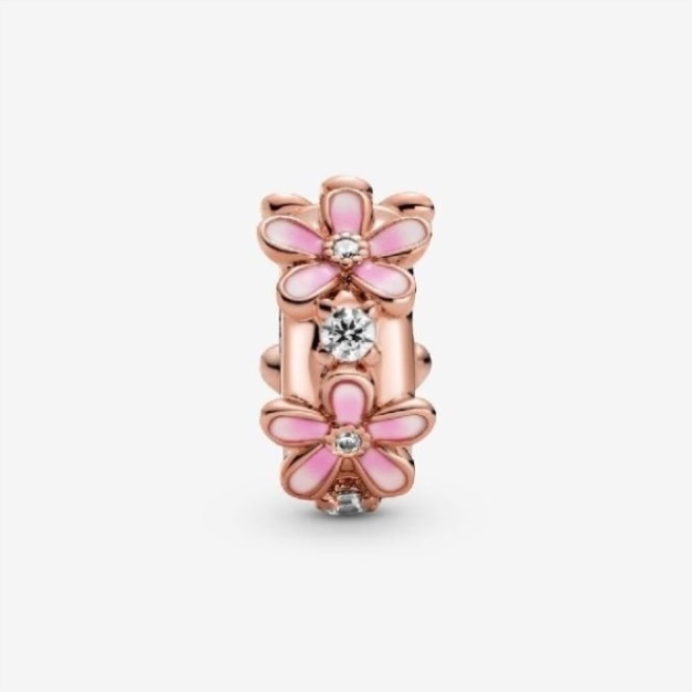 Rose Pink Daisy Spacer Clip Charms Pandora