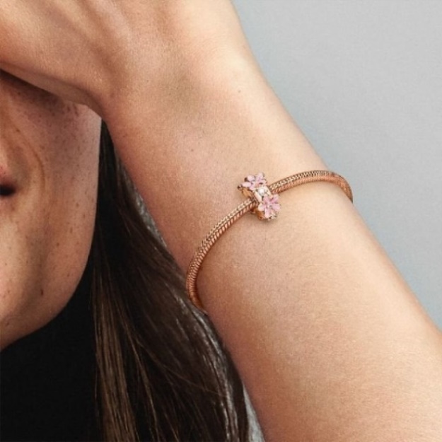 Rose Pink Daisy Spacer Clip Charms Pandora