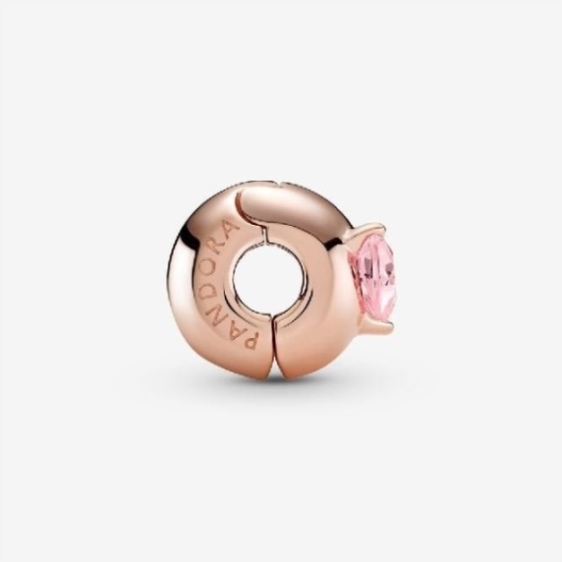 Rose Pink Heart Solitaire Clip Charms Pandora