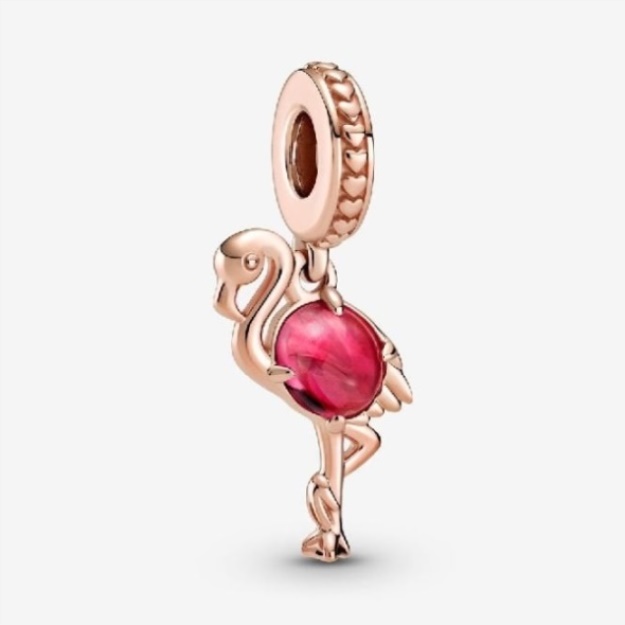 Rose Pink Murano Glass Flamingo Dangle Charms Pandora