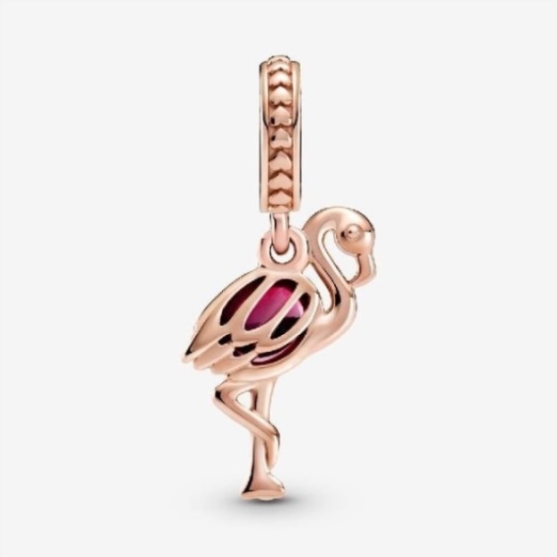 Rose Pink Murano Glass Flamingo Dangle Charms Pandora