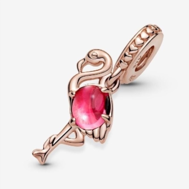 Rose Pink Murano Glass Flamingo Dangle Charms Pandora