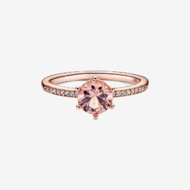 Rose Pink Sparkling Pandora Crown Solitaire Ring