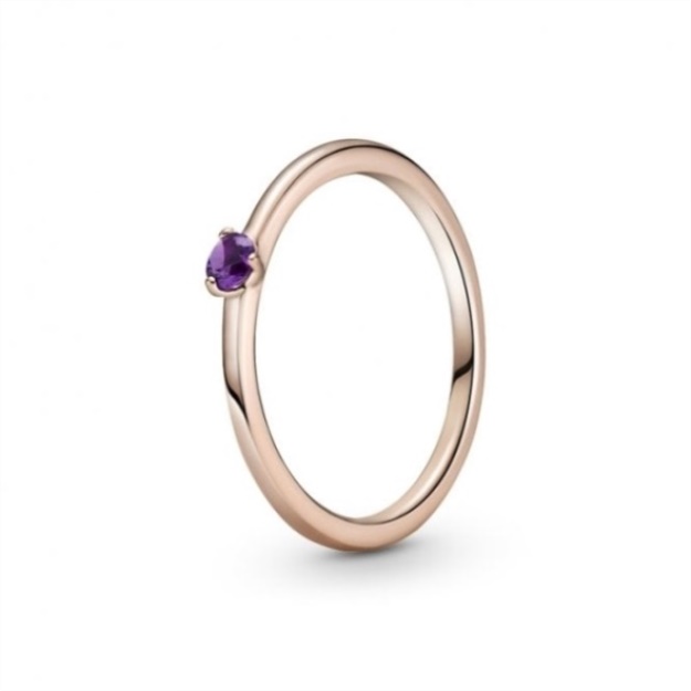 Rose Purple Solitaire Pandora Ring