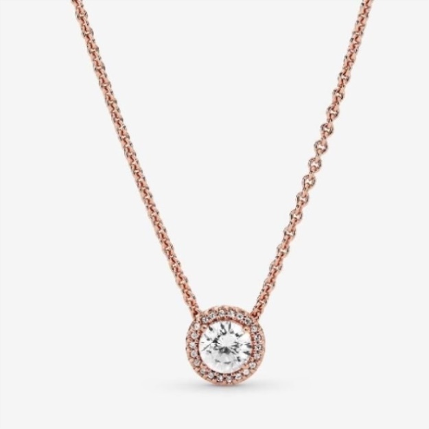 Rose Round Sparkle Halo Necklace Pandora