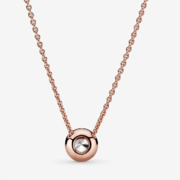 Rose Round Sparkle Halo Necklace Pandora