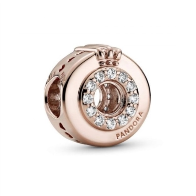 Rose Signature Open Centre Pave Crown O Charms Pandora