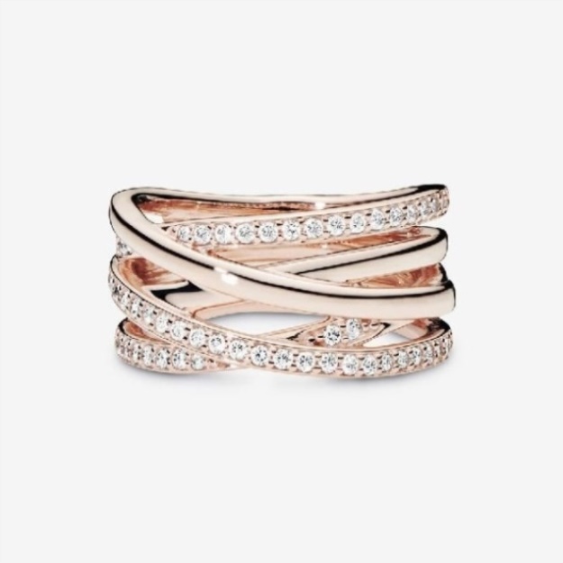 Rose Sparkling  Brand Pandora Polished Lines Ring