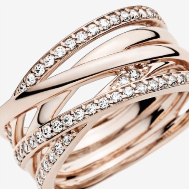 Rose Sparkling  Brand Pandora Polished Lines Ring