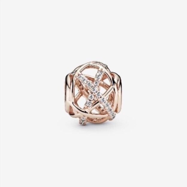Rose Sparkling  Polished Lines Charm Pandora