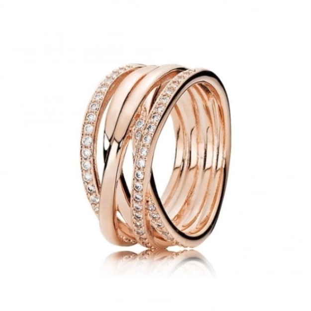 Rose Sparkling  Polished Lines Ring Pandora