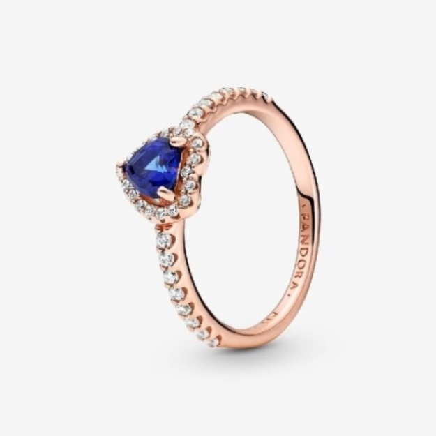 Rose Sparkling Brand Pandora Blue Elevated Heart Ring