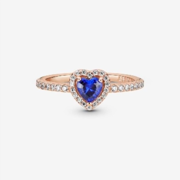 Rose Sparkling Brand Pandora Blue Elevated Heart Ring