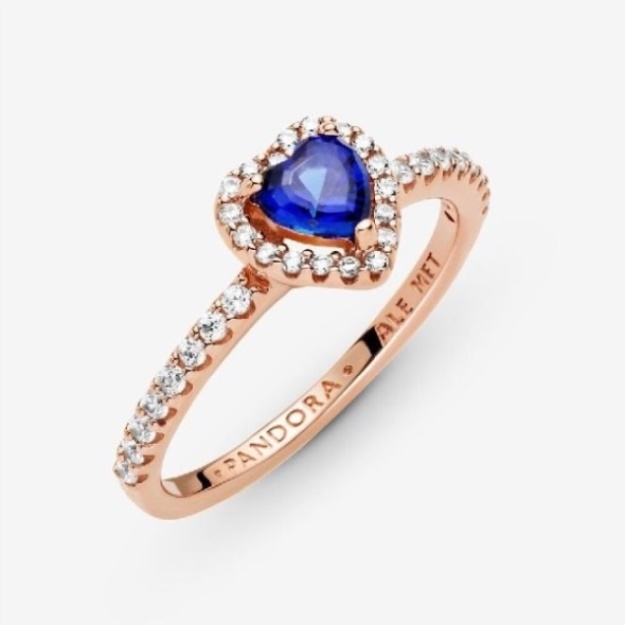 Rose Sparkling Brand Pandora Blue Elevated Heart Ring