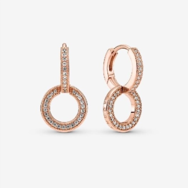 Rose Sparkling Double Hoop Earrings Pandora