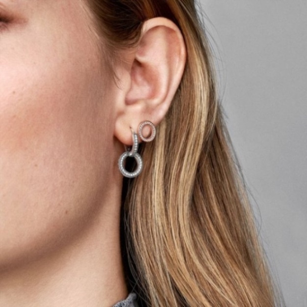 Rose Sparkling Double Hoop Earrings Pandora