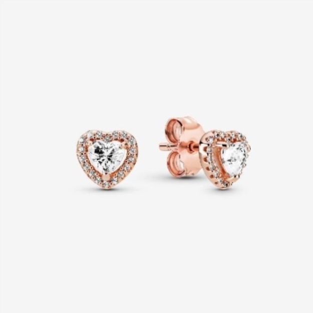Rose Sparkling Elevated Heart Stud Earrings Pandora