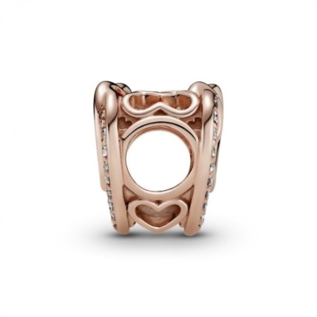 Rose Sparkling Entwined Hearts Charms Pandora