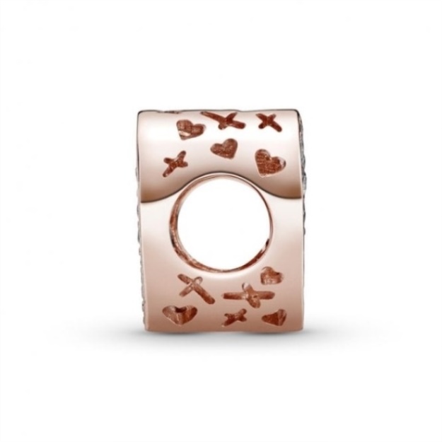 Rose Sparkling Freehand Heart Charms Pandora