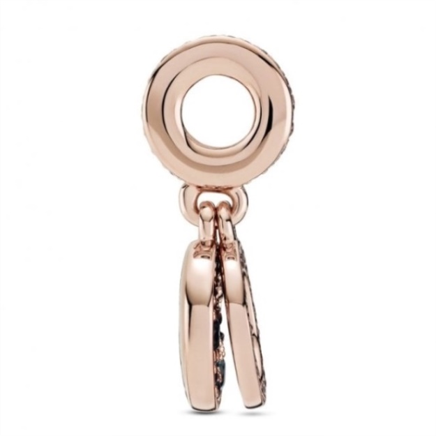 Rose Sparkling Light Blue Disc Double Dangle Charms Pandora