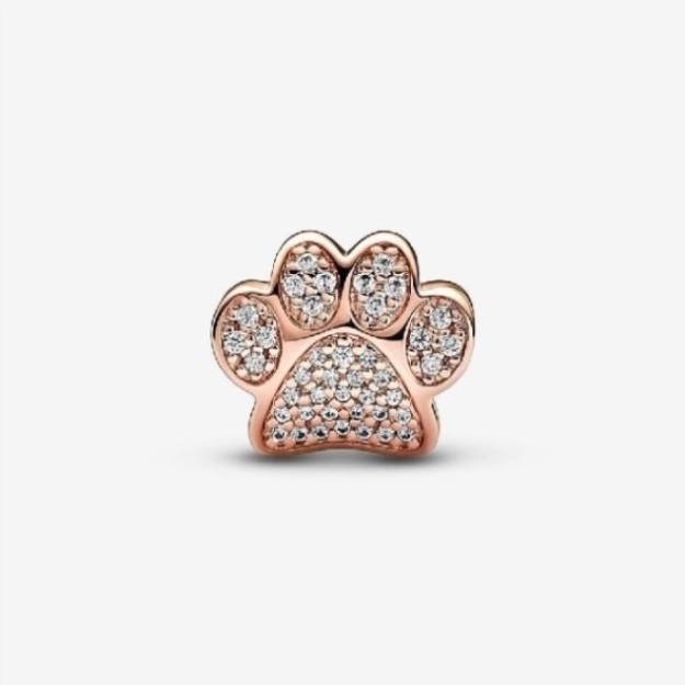 Rose Sparkling Paw Print Charms Pandora