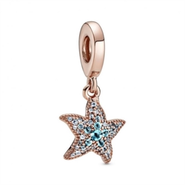 Rose Sparkling Starfish Dangle Charms Pandora