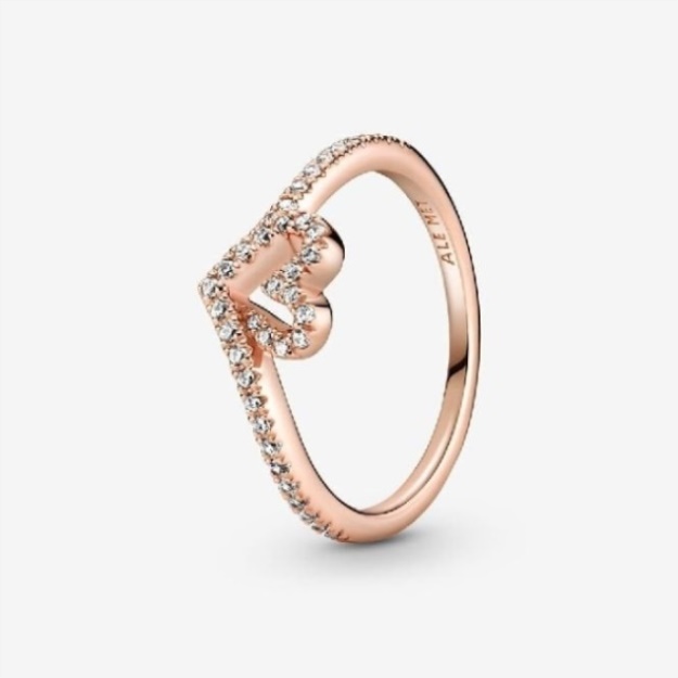 Rose Sparkling Wishbone Pandora Heart Ring