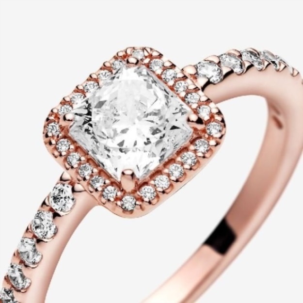 Rose Square Pandora Sparkle Halo Ring