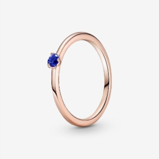 Rose Stellar Blue Solitaire Pandora Ring