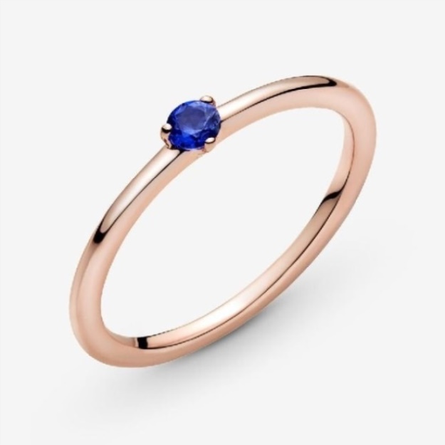 Rose Stellar Blue Solitaire Pandora Ring