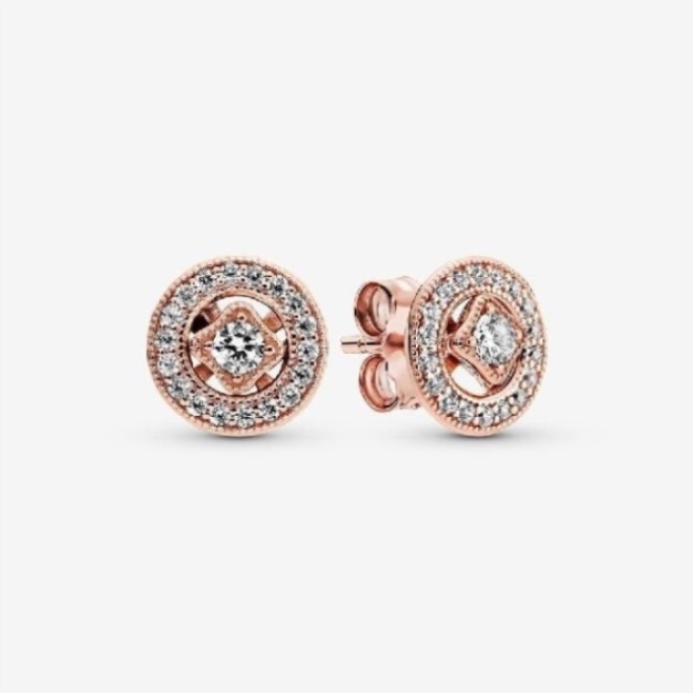 Rose Vintage Circle Stud Earrings Pandora