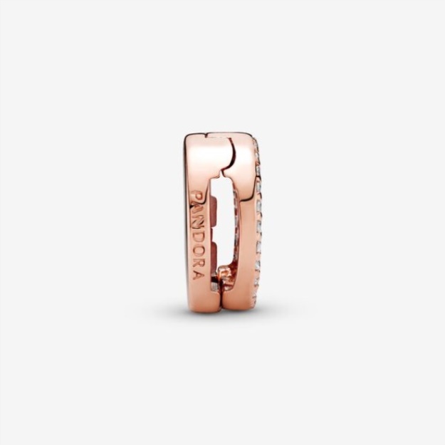 Round Pave Charm Pandora Rose Gold Plated