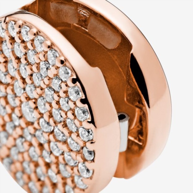 Round Pave Charm Pandora Rose Gold Plated