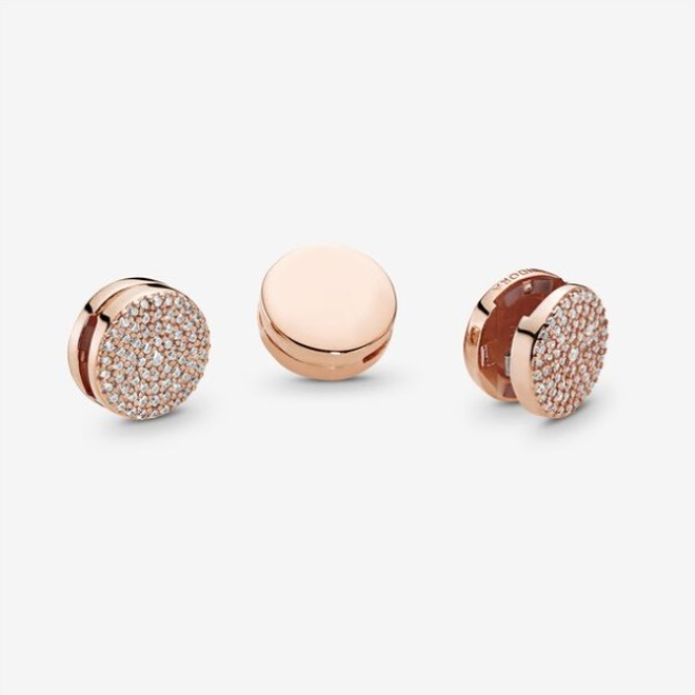 Round Pave Charm Pandora Rose Gold Plated