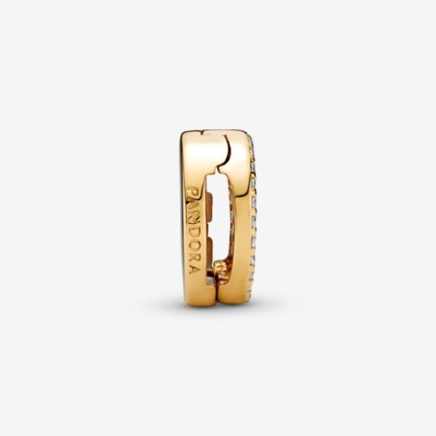 Round Pave Clip Charm Pandora Gold Plated