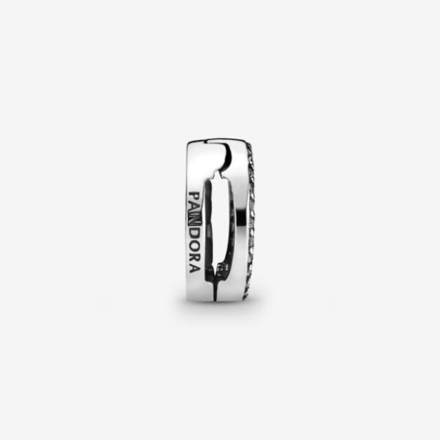 Round Pave Clip Charm Pandora Sterling Silver