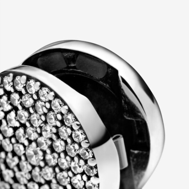 Round Pave Clip Charm Pandora Sterling Silver