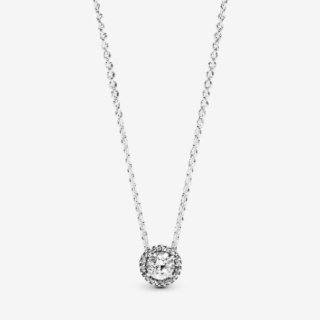 Round Sparkle Halo Necklace Pandora
