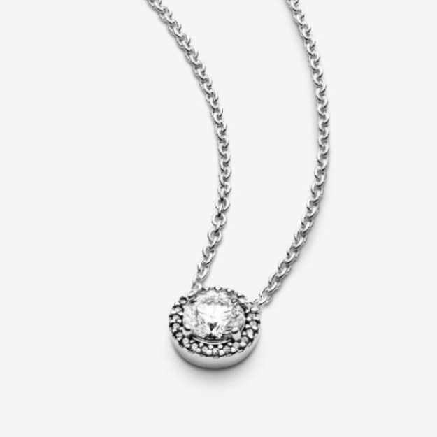 Round Sparkle Halo Necklace Pandora