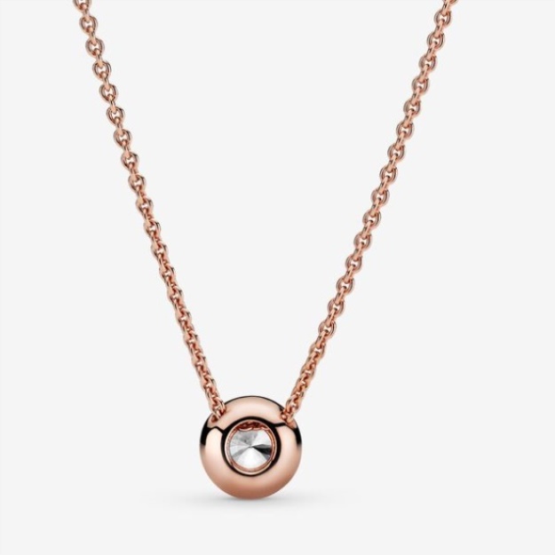 Round Sparkle Halo Necklace Pandora Rose Gold Plated