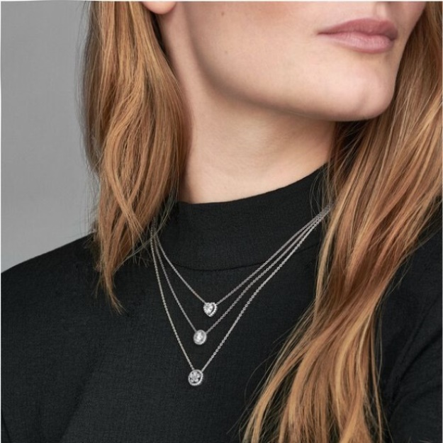 Round Sparkle Halo Necklace Pandora Sterling Silver