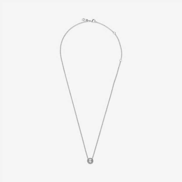 Round Sparkle Halo Necklace Pandora Sterling Silver